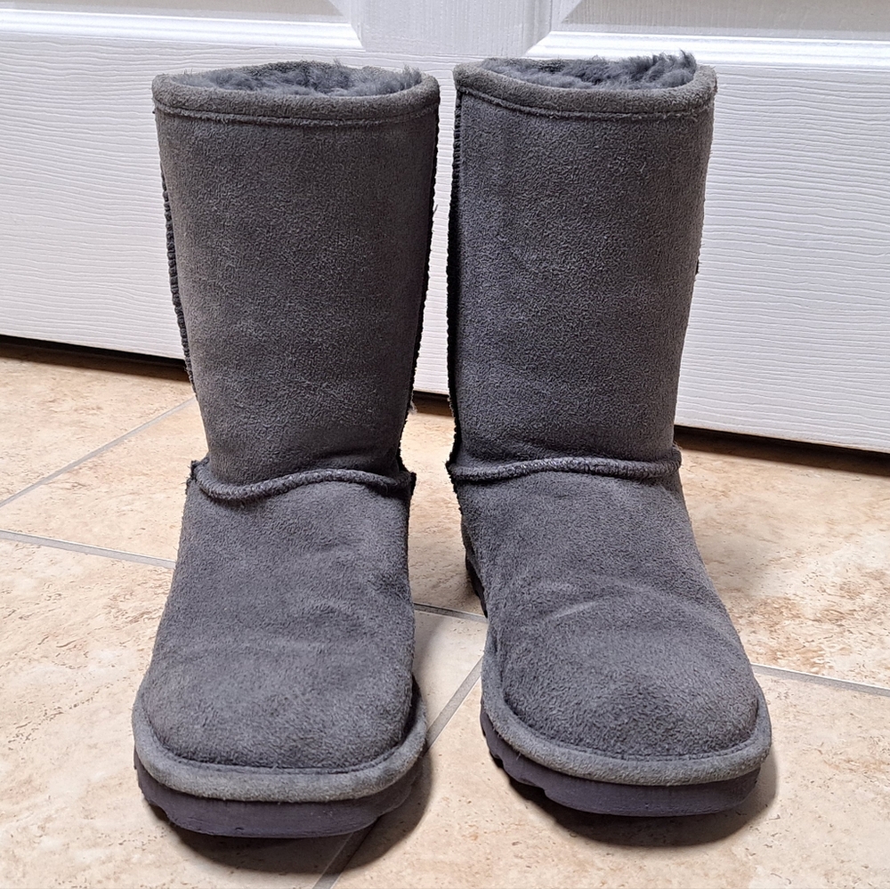 BearPaw Gray Shearling Suede Boots Womens Size 8